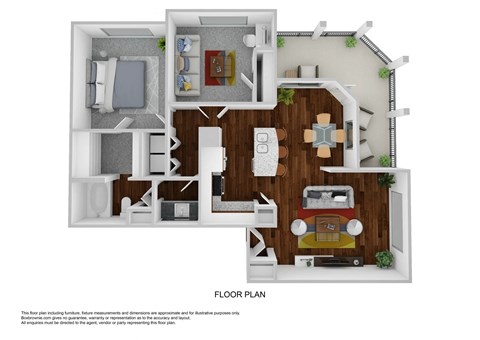 Floor plan for 2 beds, 1 bath, 971 sqft